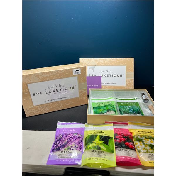 Lot of 2 Spa Luxetique Sea Salt Foot & Body Soaking Sets