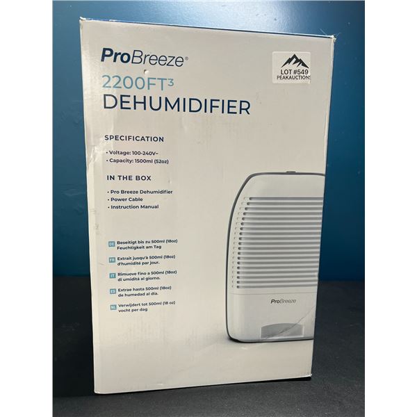 Lot of 1 ProBreeze 2200SqFt Household Dehumidifer