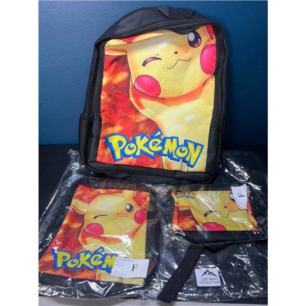 Lot of 1 Pokemon Pikachu Kids Backpack/Lunchbag Set