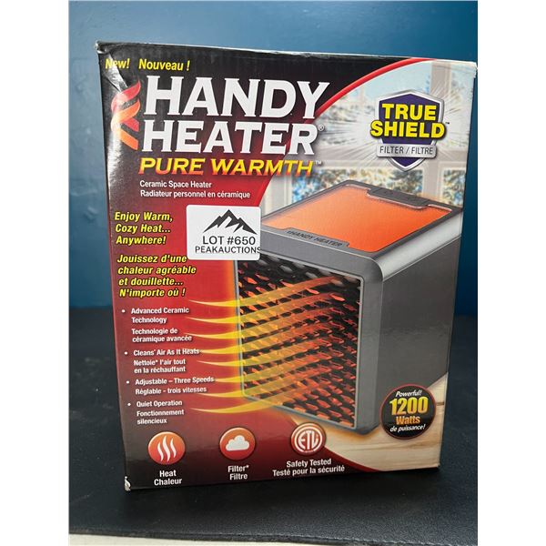 Lot of 1 Handy Heater - Pure Warmth - Ceramic Space Heater