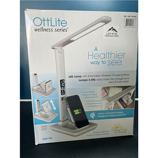 Lot of 1 OttLite LED Lamp w/ Extendable Wireless Charging Base