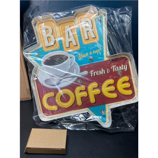 Lot of 1 LED Coffee Bar Light-Up Wall Sign/Decor Light Up Sign