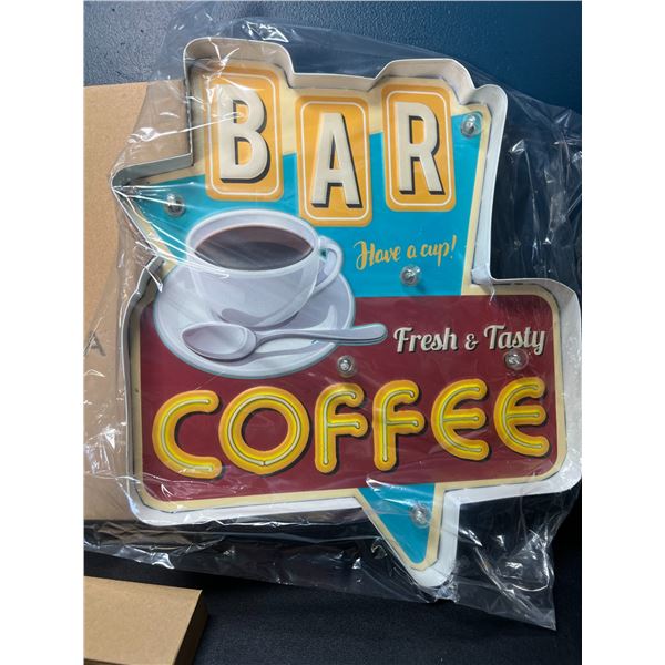 Lot of 1 LED Coffee Bar Light-Up Wall Sign/Decor Light Up Sign