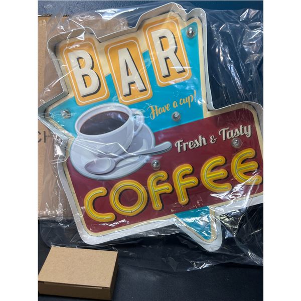 Lot of 1 LED Coffee Bar Light-Up Wall Sign/Decor Light Up Sign