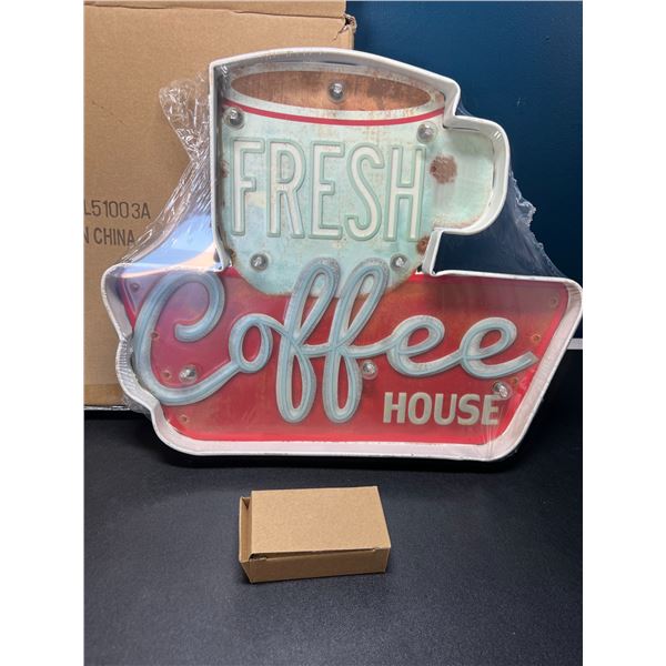 Lot of 1 LED Fresh Coffee House Light-Up Wall Sign/Decor Light Up Sign