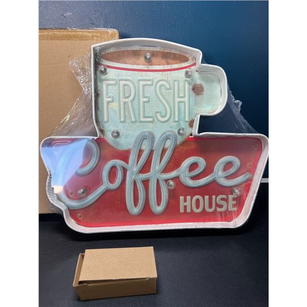 Lot of 1 LED Fresh Coffee House Light-Up Wall Sign/Decor Light Up Sign