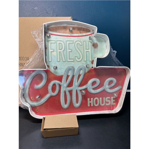 Lot of 1 LED Fresh Coffee House Light-Up Wall Sign/Decor Light Up Sign