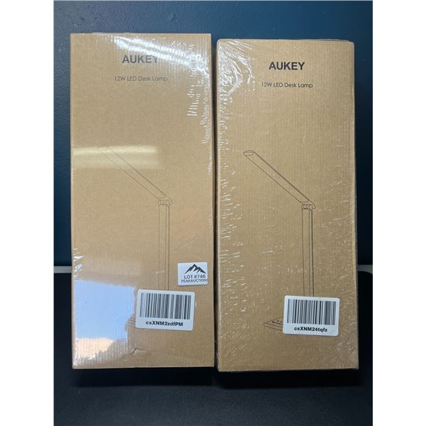 Lot of 2 Aukey 12W LED Desk Lamps - Brand New Sealed!