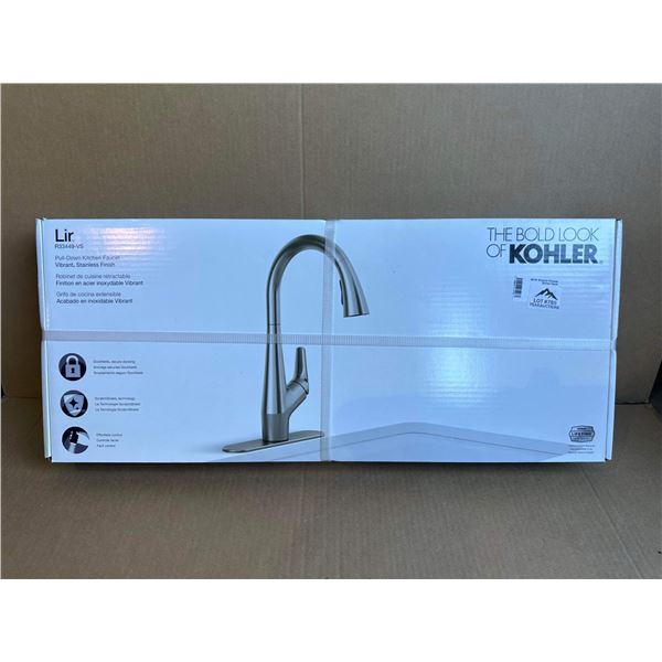 Lot of 1 Kohler Lir Pull-Down Kitchen Faucet - Vibrant, Stainless Finish - BRAND NEW SEALED!