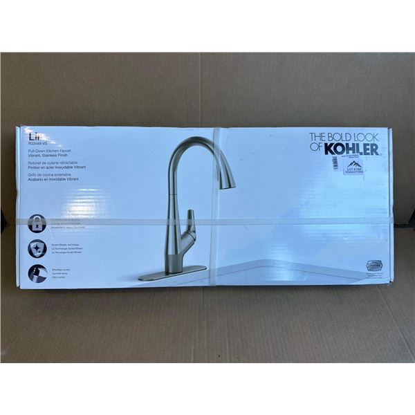 Lot of 1 Kohler Lir Pull-Down Kitchen Faucet - Vibrant, Stainless Finish - BRAND NEW SEALED!
