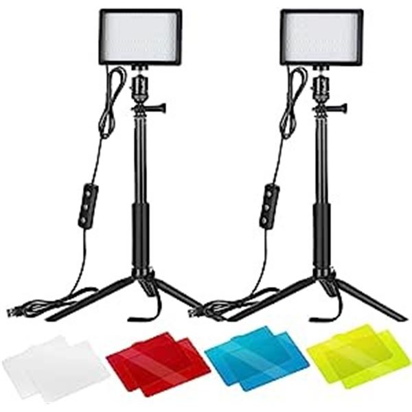 Lot of 1 Ubeesize 2Pack Dimmable LED Video Lights Kit w/ Adjustable Tripod Stand