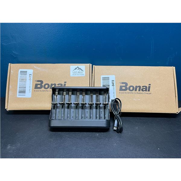 Lot of 2 Bonai 8-Slot Ni-MH/Ni-Cd Battery Chargers