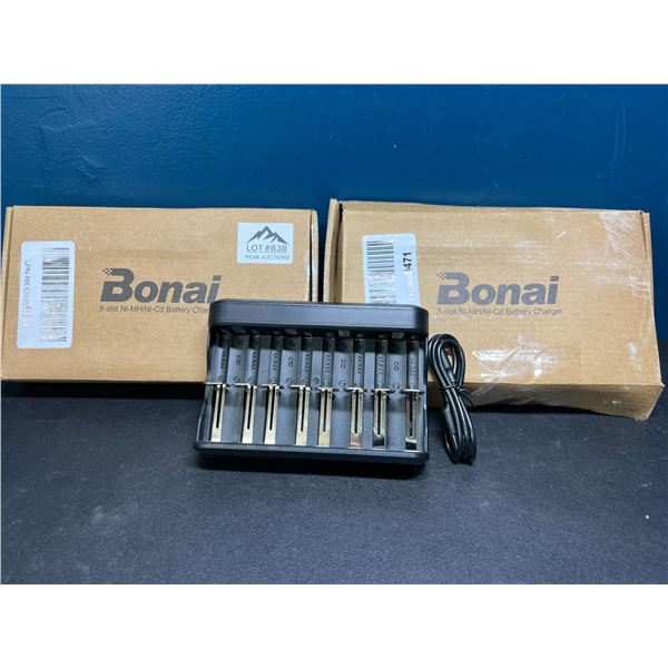 Lot of 2 Bonai 8-Slot Ni-MH/Ni-Cd Battery Chargers