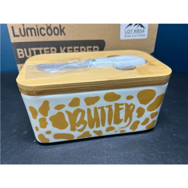 Lot of 1 Butter Dish w/ Bamboo Lid
