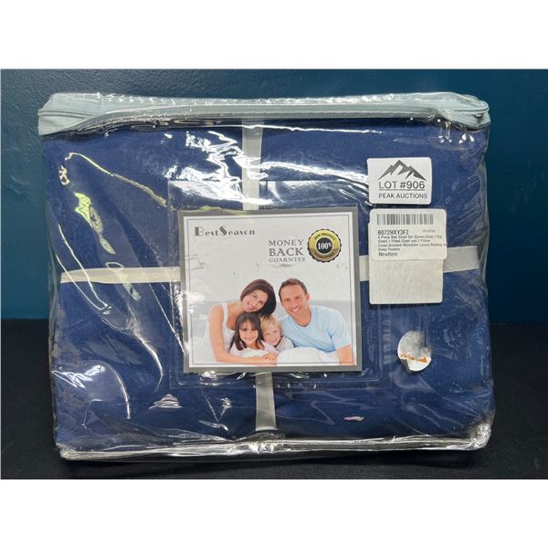 Lot of 1 Queen Size 4PC Bed Sheet Set - Blue