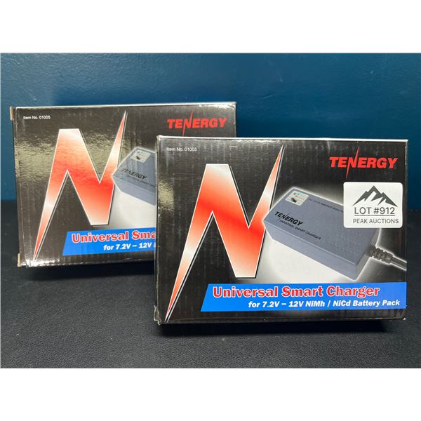 Lot of 2 Tenergy Universal Smart Chargers for 7.2V-12V NiMh/NiCd Battery Packs