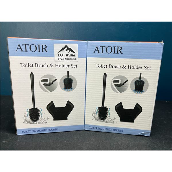 Lot of 2 Silicone Toilet Brushes w/ Holders