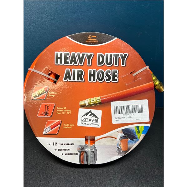 Lot of 1 Heavy Duty Air Hose - 1/4" - 25FT Length