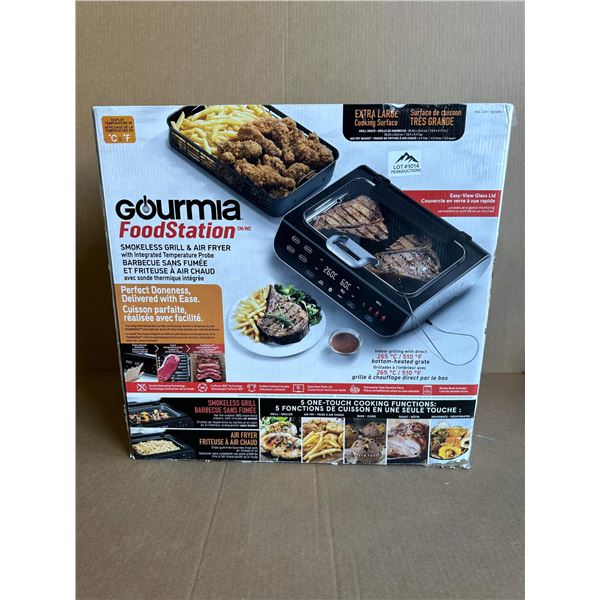 Lot of 1 Gourmia FoodStation Smokeless Grill & Air Fryer w/ Integrated Temperature Probe