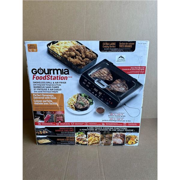 Lot of 1 Gourmia FoodStation Smokeless Grill & Air Fryer w/ Integrated Temperature Probe