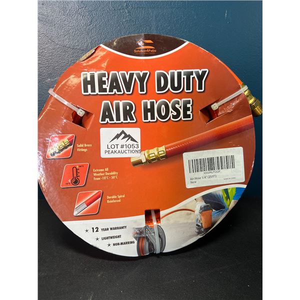 Lot of 1 Heavy Duty Air Hose - 1/4" - 25FT Length