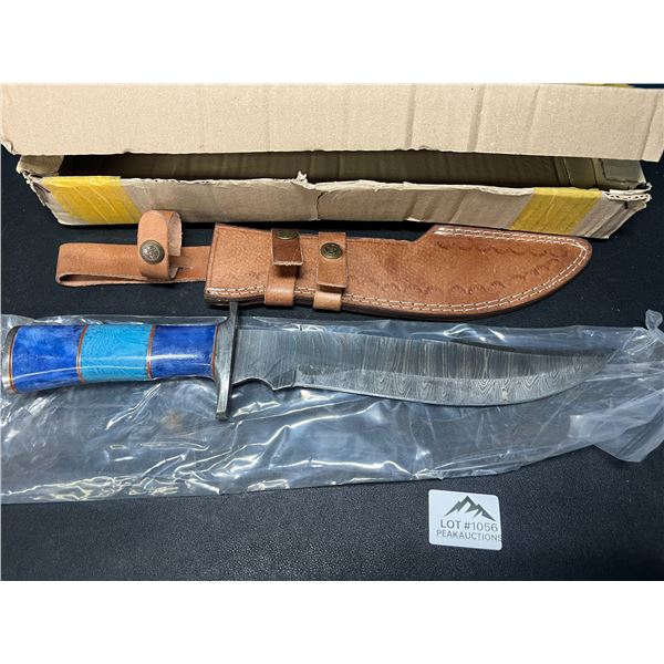 Lot of 1 Damascus Steel Knife w/ Sheath