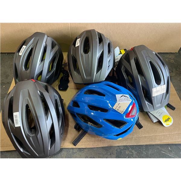 Lot of 5 Freetown Lumiere LED Adult Bicycle Helmets - 4x Grey & 1x blue