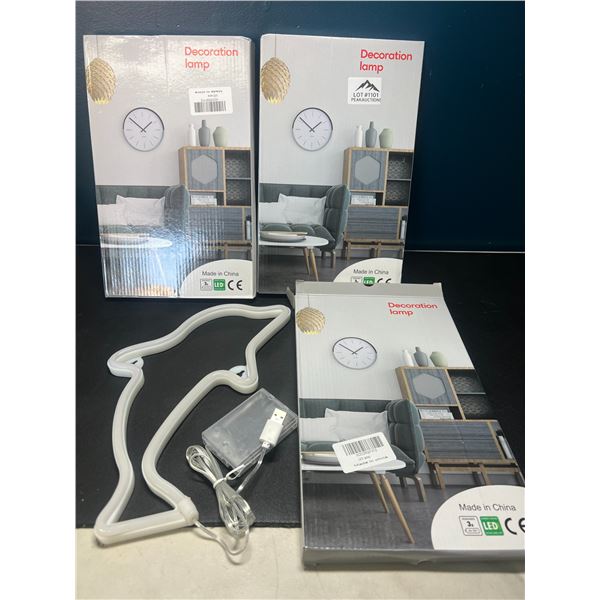 Lot of 3 LED Neon Lights/Lamps - Dolphins