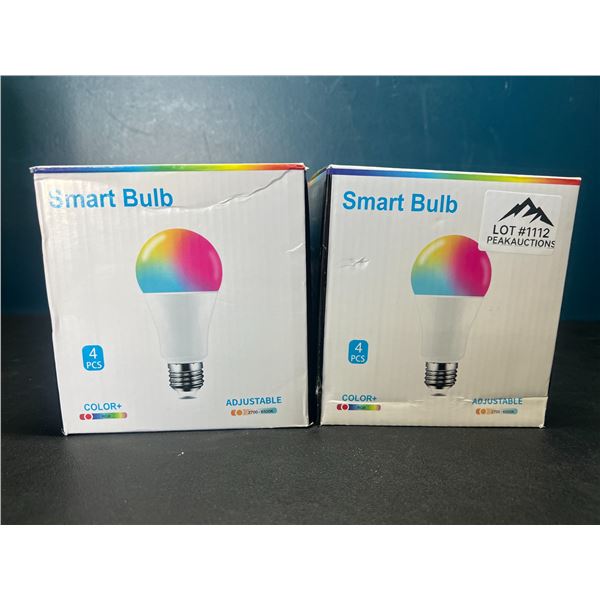 Lot of 2 Multi-Packs of Smart RGB Light Bulbs - 4pcs per box/8 total