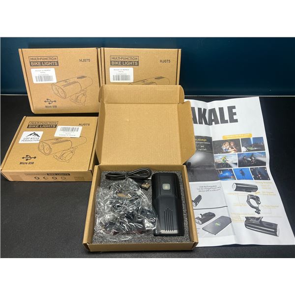 Lot of 4 Multi-Function Bicycle Lights - USB Rechargeable