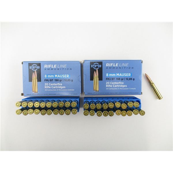 PPU RIFLE LINE 8MM MAUSER AMMO LOT