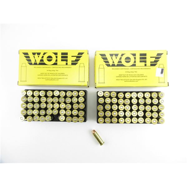 WOLF FACTORY RELOADS .44 MAG AMMO LOT