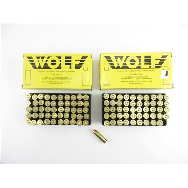 WOLF FACTORY RELOADS .44 MAG AMMO LOT