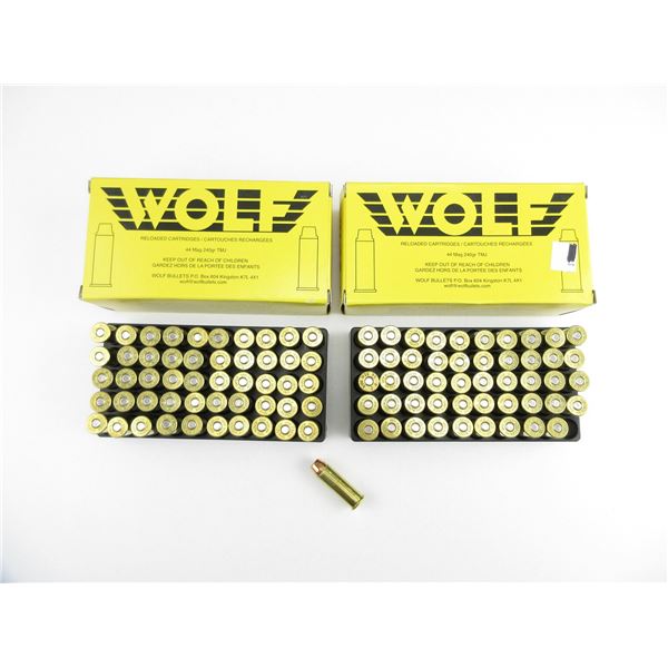 WOLF FACTORY RELOADS .44 MAG AMMO LOT
