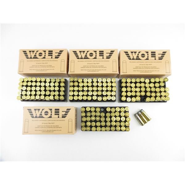 WOLF FACTORY RELOADS .38 SPL AMMO LOT