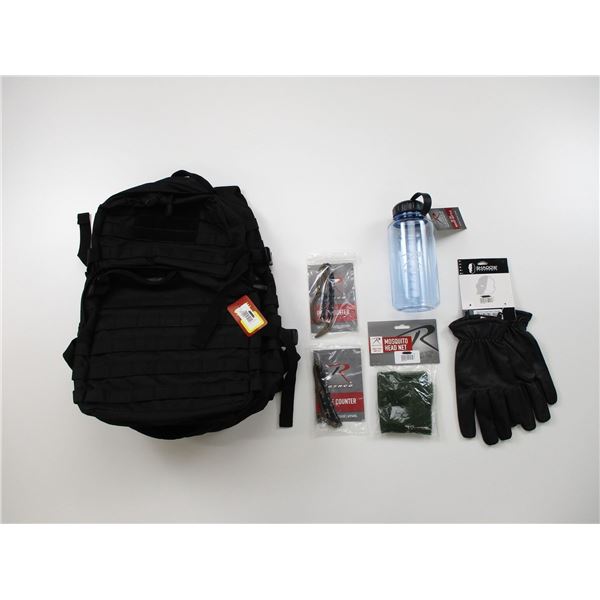 TACTICAL BACKPACK & WATER BOTTLE ETC