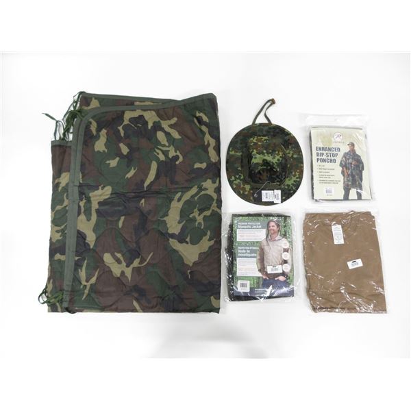 ROTHCO RIP-STOP PONCHO, ONE SIZE, PONCHO LINER, BELL OUTDOORS MOSQUITO JACKET, SIZE SMALL, SGS T-SHI