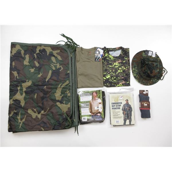 ROTHCO RIP-STOP PONCHO, ONE SIZE, PONCHO LINER, BELL OUTDOORS MOSQUITO JACKET, SIZE SMALL, SGS T-SHI