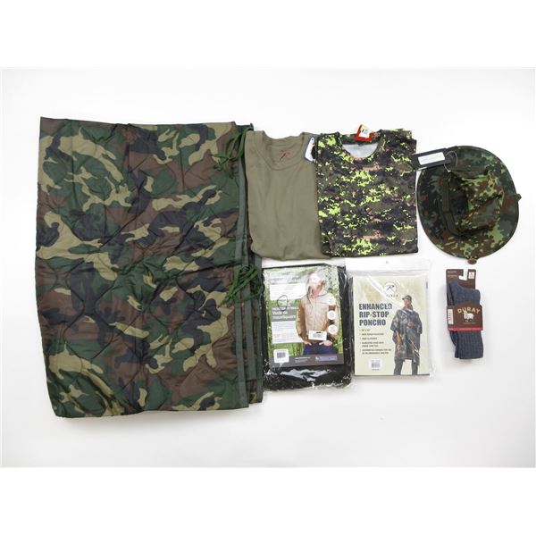 ROTHCO RIP-STOP PONCHO, ONE SIZE, PONCHO LINER, BELL OUTDOORS MOSQUITO JACKET, SIZE SMALL, SGS T-SHI