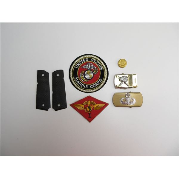 U.S. BADGES AND 1911 GRIP LOT