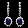 Image 1 : 14k Gold 5.00ct Sapphire 1.35ct Diamond Earrings