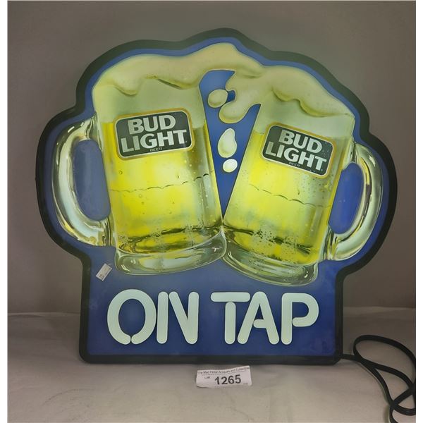 Vintage Bud Light On Tap Light Up Beer Sign