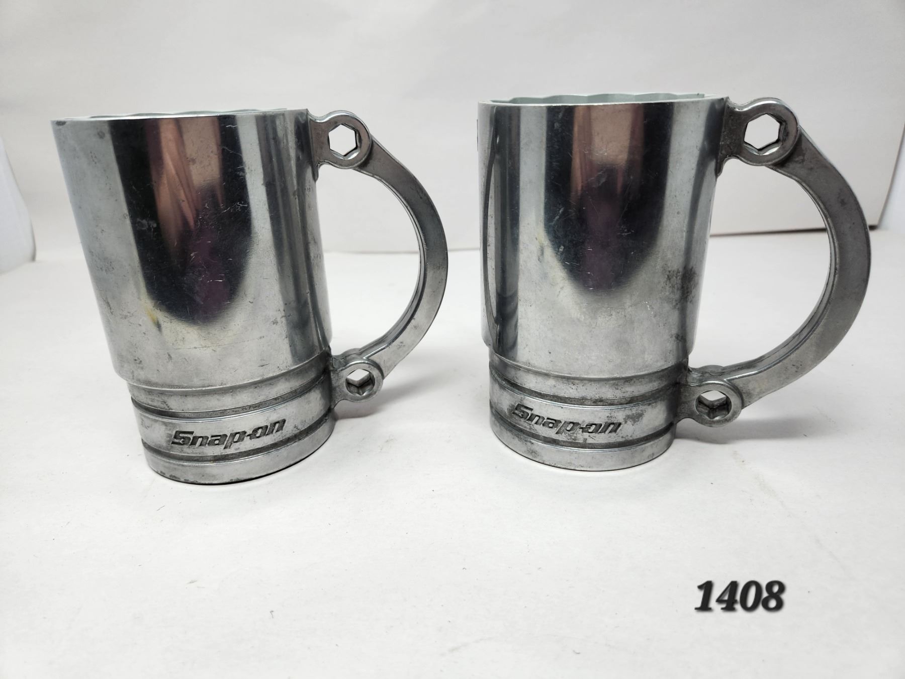 Vintage Pair Of Aluminium Snap On Socket Mugs