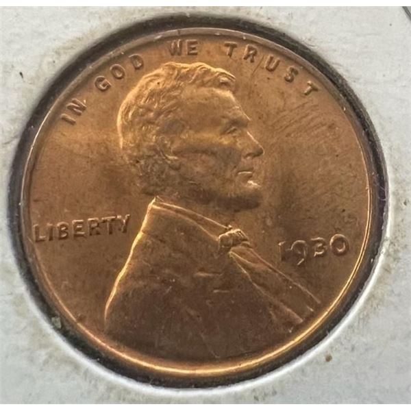 1930 P Lincoln Cent MS-64 RD  BU Unc Red Wheat Penny