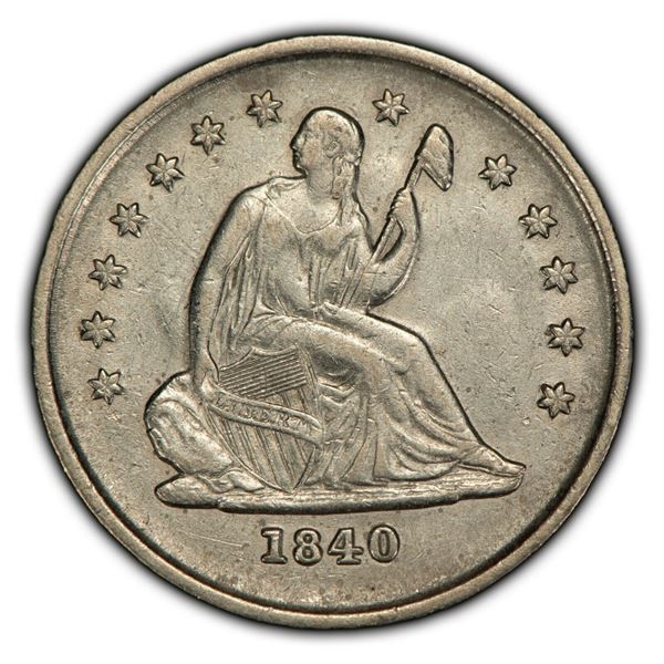 1840-O Liberty Seated Quarter No Drapery AU RARE