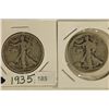 Image 1 : 1935 & 1935-D WALKING LIBERTY HALF DOLLARS