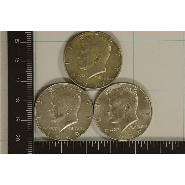 1967, 1968-D & 1969 40% SILVER JOHN F. KENNEDY'S