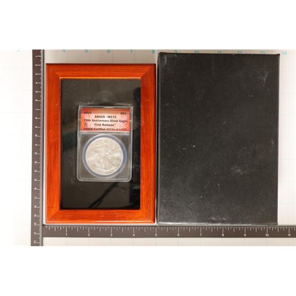 2011 AMERICAN SILVER EAGLE ANACS MS70, 25TH