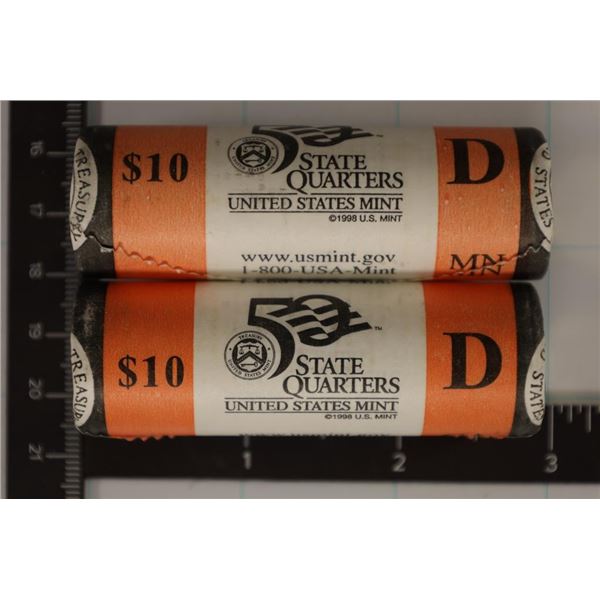 2 SOLID DATE ROLLS OF WASHINGTON QUARTERS: 2005-D