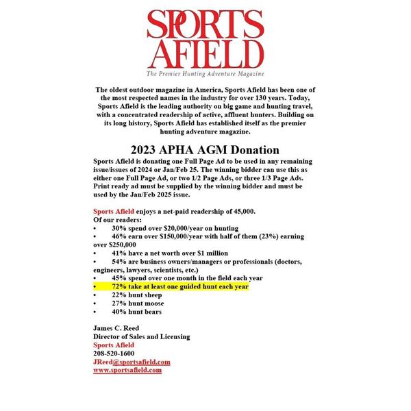 Sports Afield Ad Donated by Sports Afield